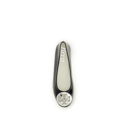 Tory Burch Black Calf Leather Bos Taurus Ballet Flats