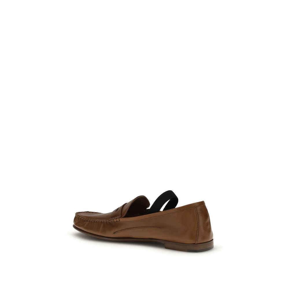 Versace Brown Lamb Ovis Aries Aries Slip-On Loafers