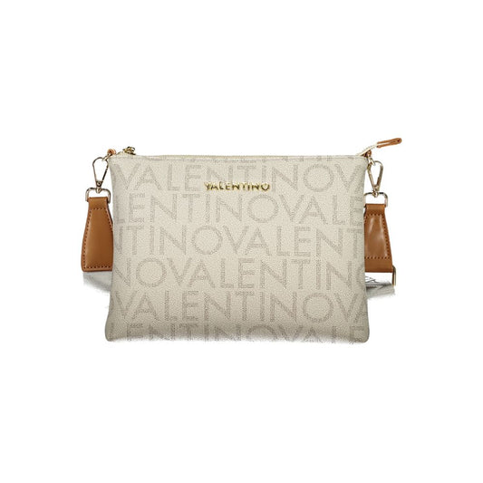 Mario Valentino Beige Polyurethane Women's Bag with Zip Closure and Strap