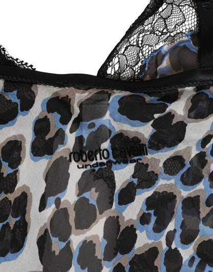 Roberto Cavalli Multicolor Leopard Babydoll Chemise Underwear