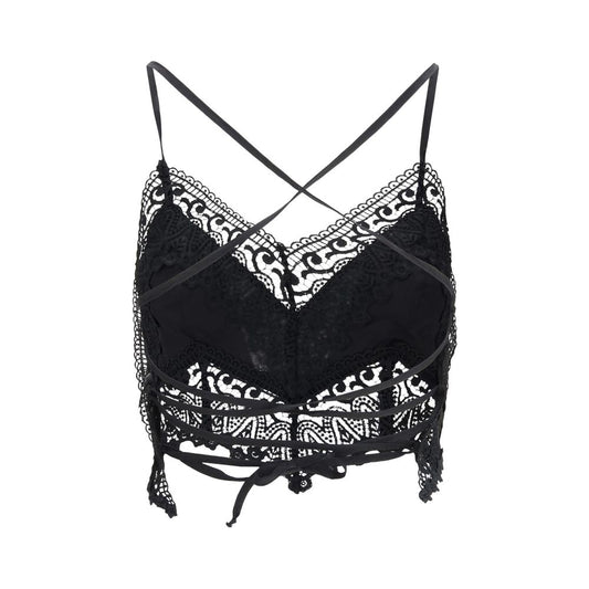 Charo Ruiz Black Cotton Sleeveles T-Shirt