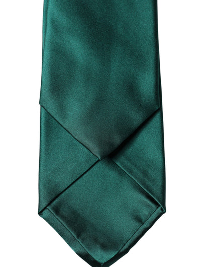 Dolce & Gabbana Dark Green Satin Silk Adjustable Women Tied Necktie Tie