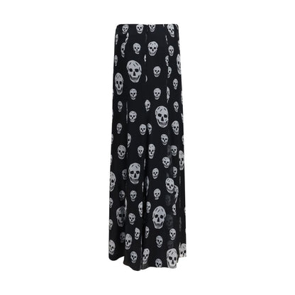 Alexander McQueen Black Silk Long Skirt