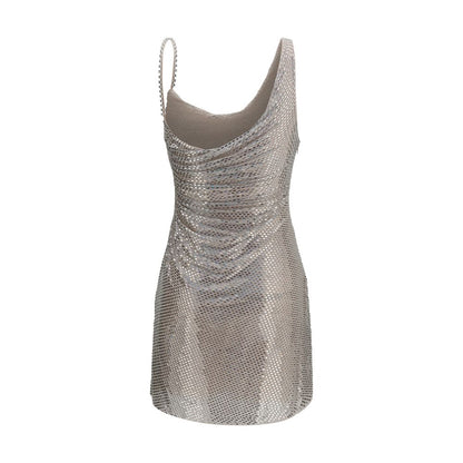 Self-Portrait Silver Polyester Cocktail Dress