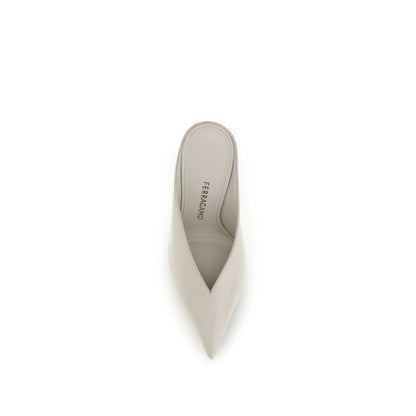 Ferragamo Beige Calf Leather Bos Taurus Mules