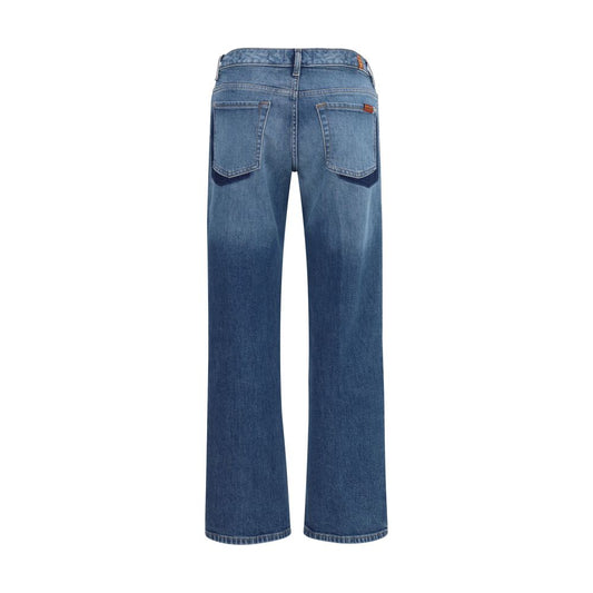 7FOR Blue Cotton Straight-Leg Jeans