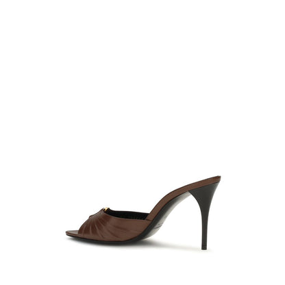 Saint Laurent Brown Calf Leather Bos Taurus Mules
