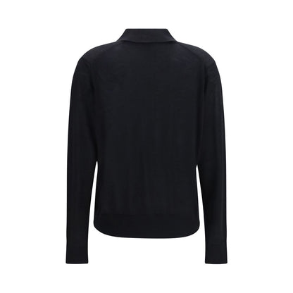 Loulou De Saison Black Cashmere Polo Shirt