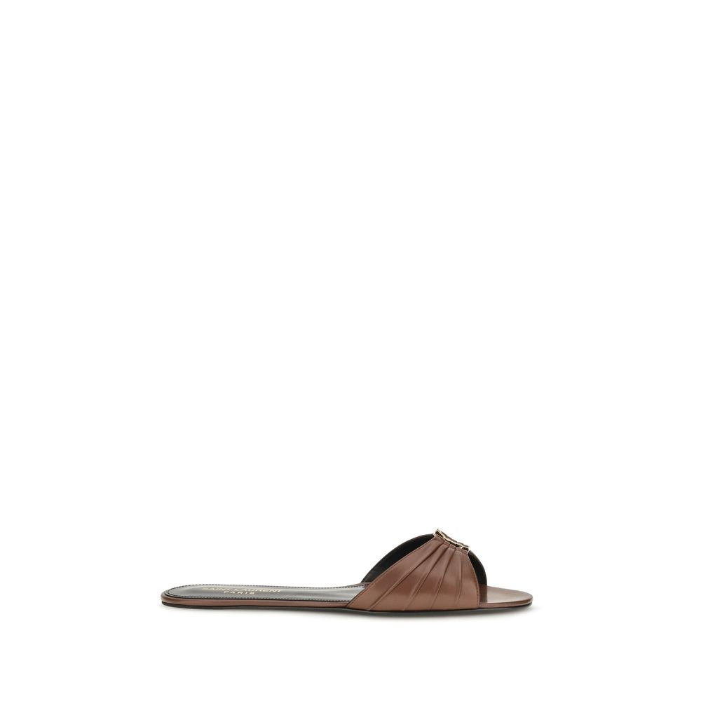 Saint Laurent Brown Calf Leather Bos Taurus Mules