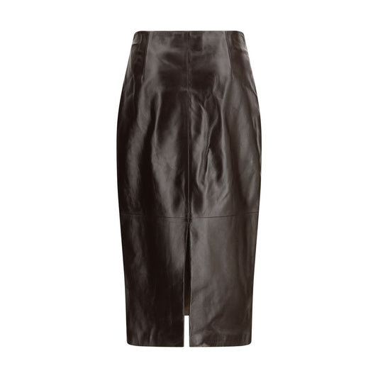 Arma Brown Leather Long Skirt