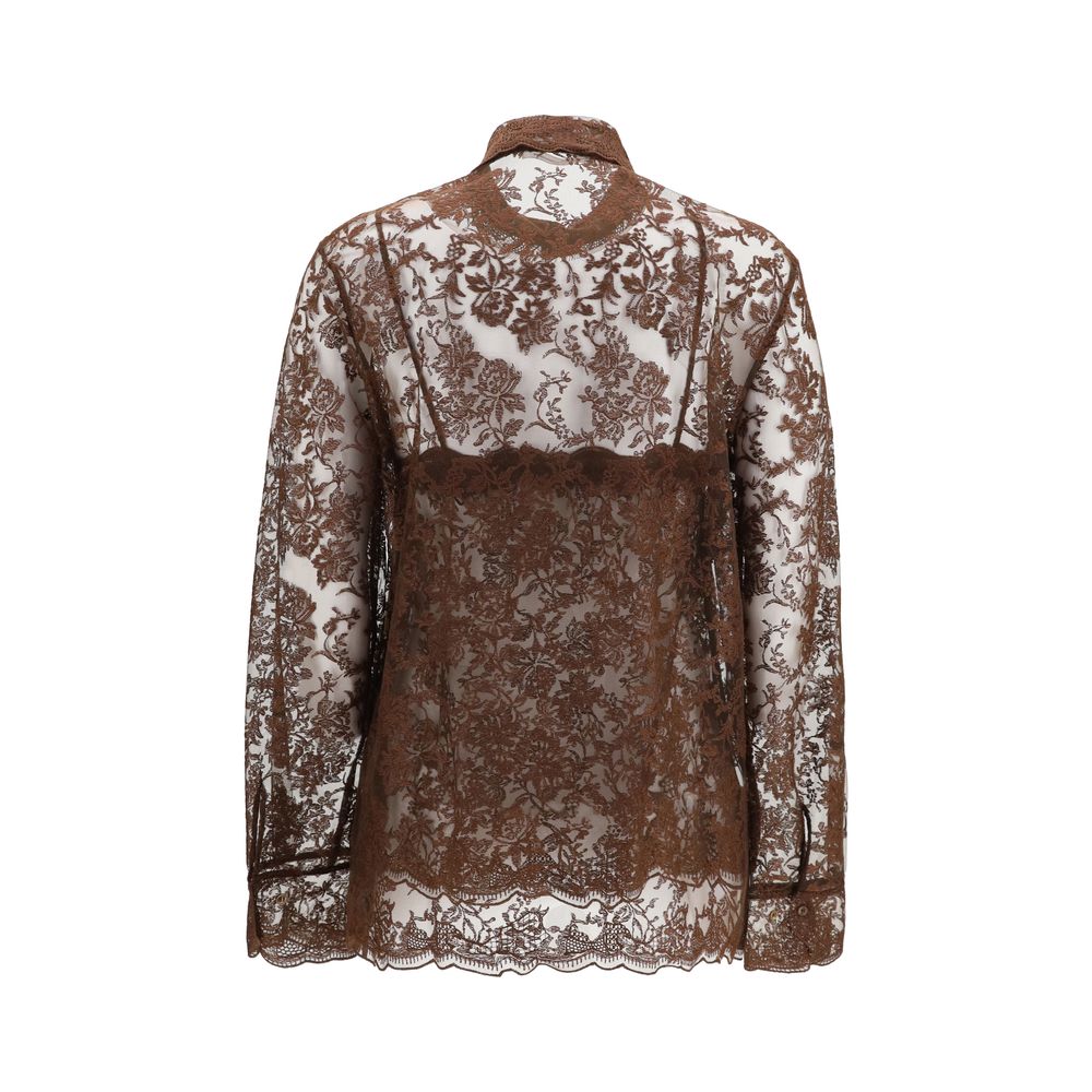 Ermanno Scervino Brown Polyester Shirt