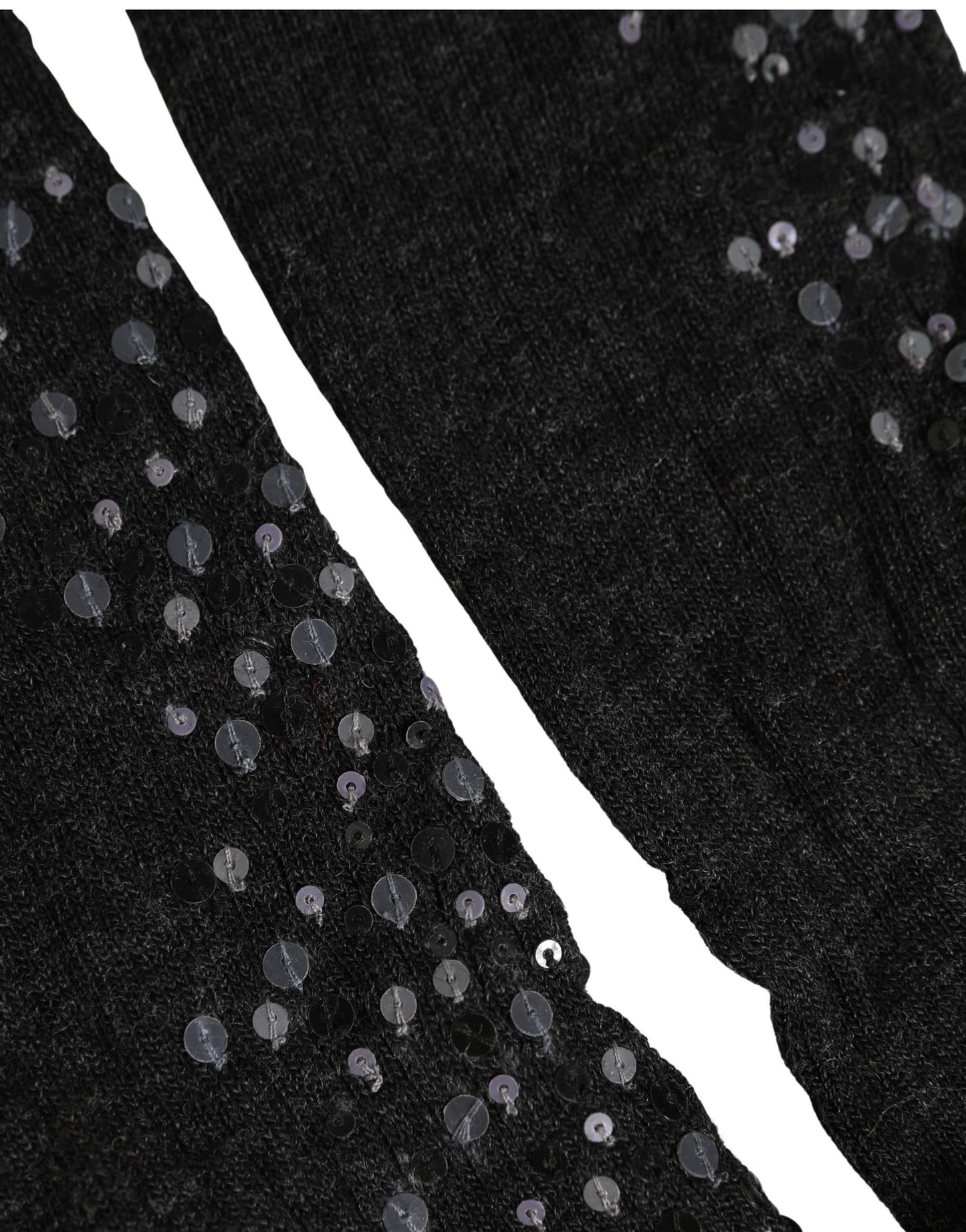 Dolce & Gabbana Dark Gray Sequined Wool Knee High Accessory Socks