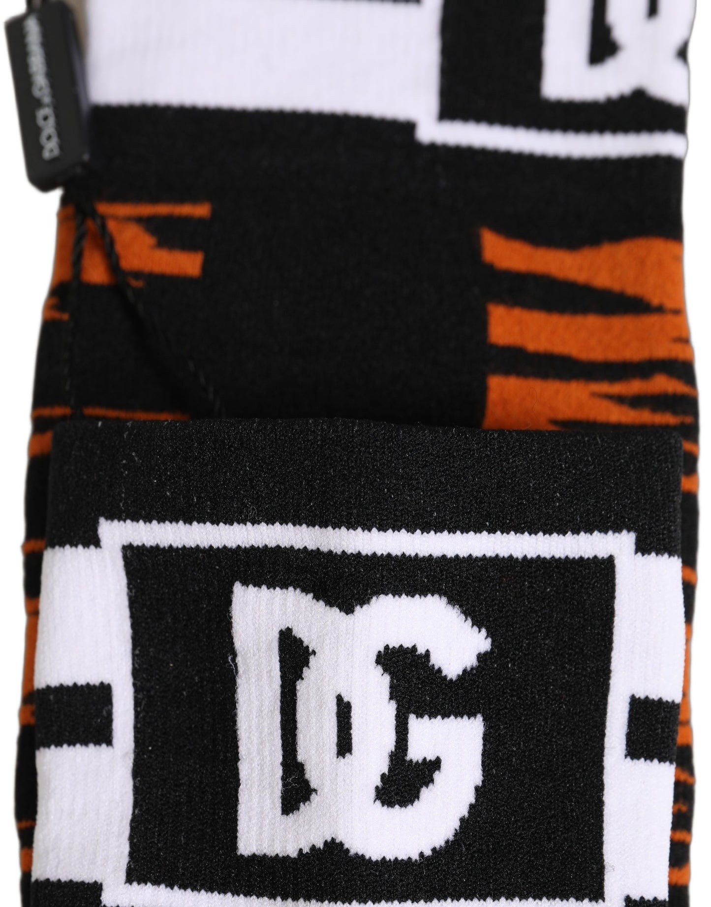 Dolce & Gabbana Orange Black Tiger Stripe Knee High Accessory Socks