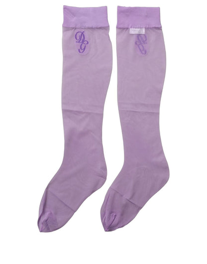 Dolce & Gabbana Purple Knee High Sheer Nylon Accessory Socks