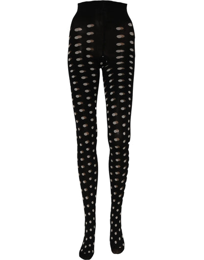 Dolce & Gabbana Black Polka Dot Fishnet Pantyhose Stockings Socks