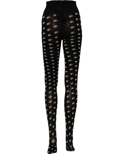 Dolce & Gabbana Black Polka Dot Fishnet Pantyhose Stockings Socks