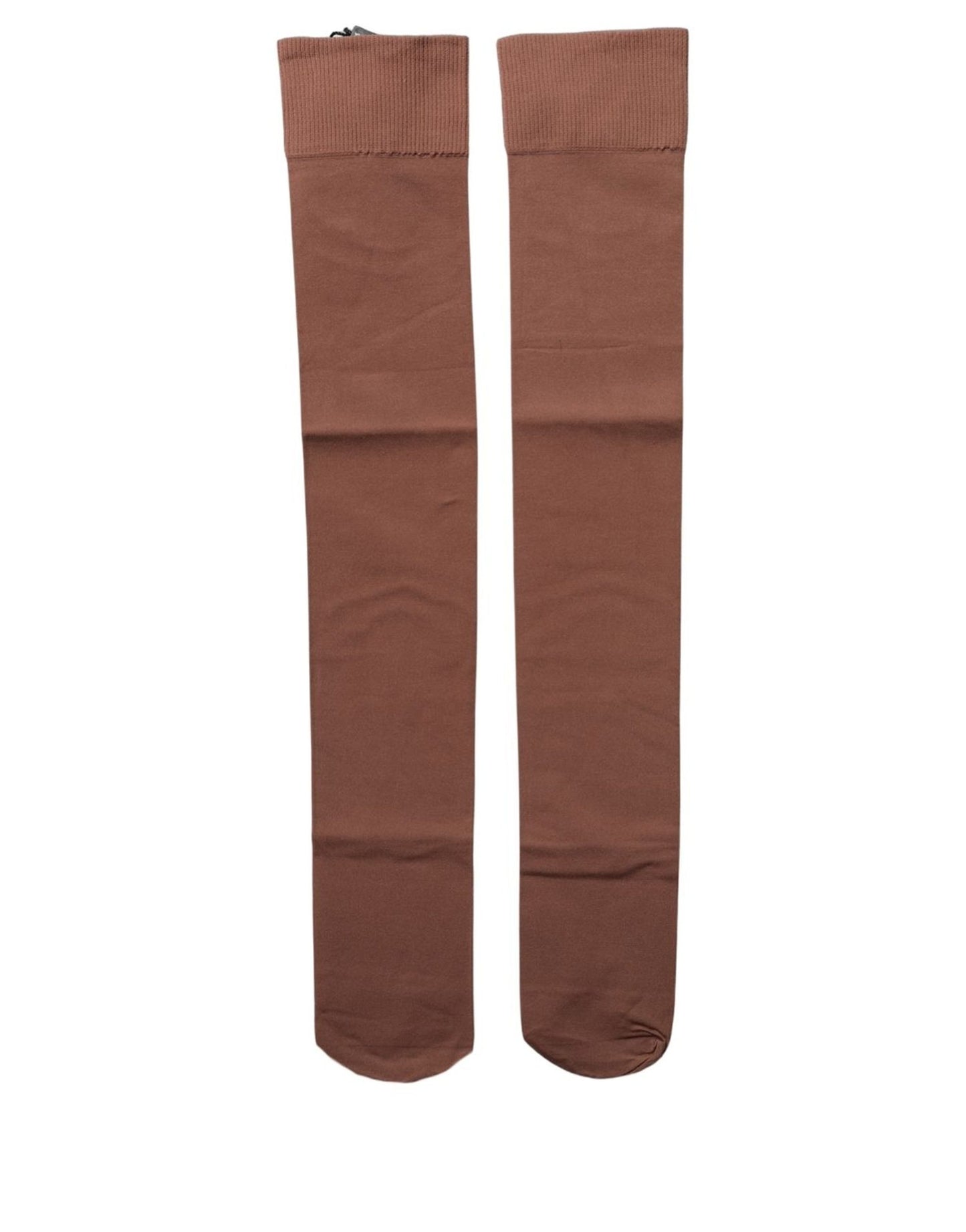 Dolce & Gabbana Brown Nylon Stretch Over The Calf Stockings Socks