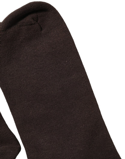 Dolce & Gabbana Dark Brown Cotton Over The Calf Accessory Socks