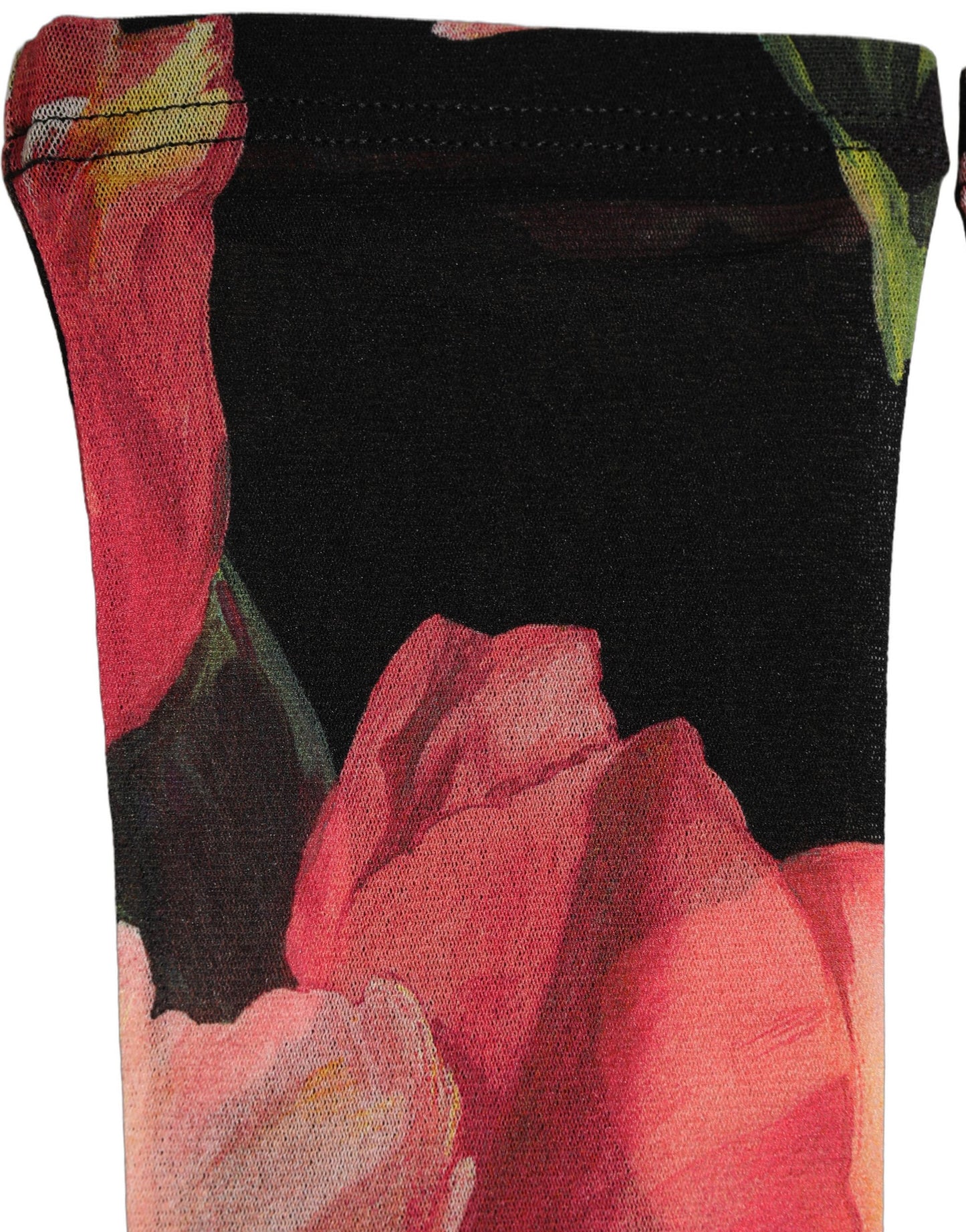 Dolce & Gabbana Black Pink Floral Tulip Nylon Stockings Socks