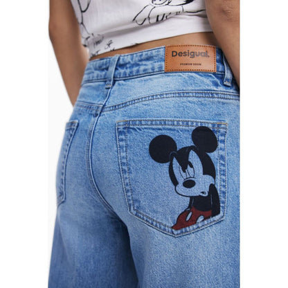 Desigual Blue Cotton Relaxed Fit Jeans