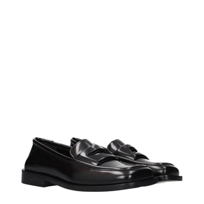 The Attico Black Leather Slip-On Loafers