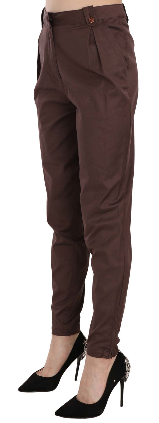 Pantaloni formali affusolati a vita alta marroni Just Cavalli