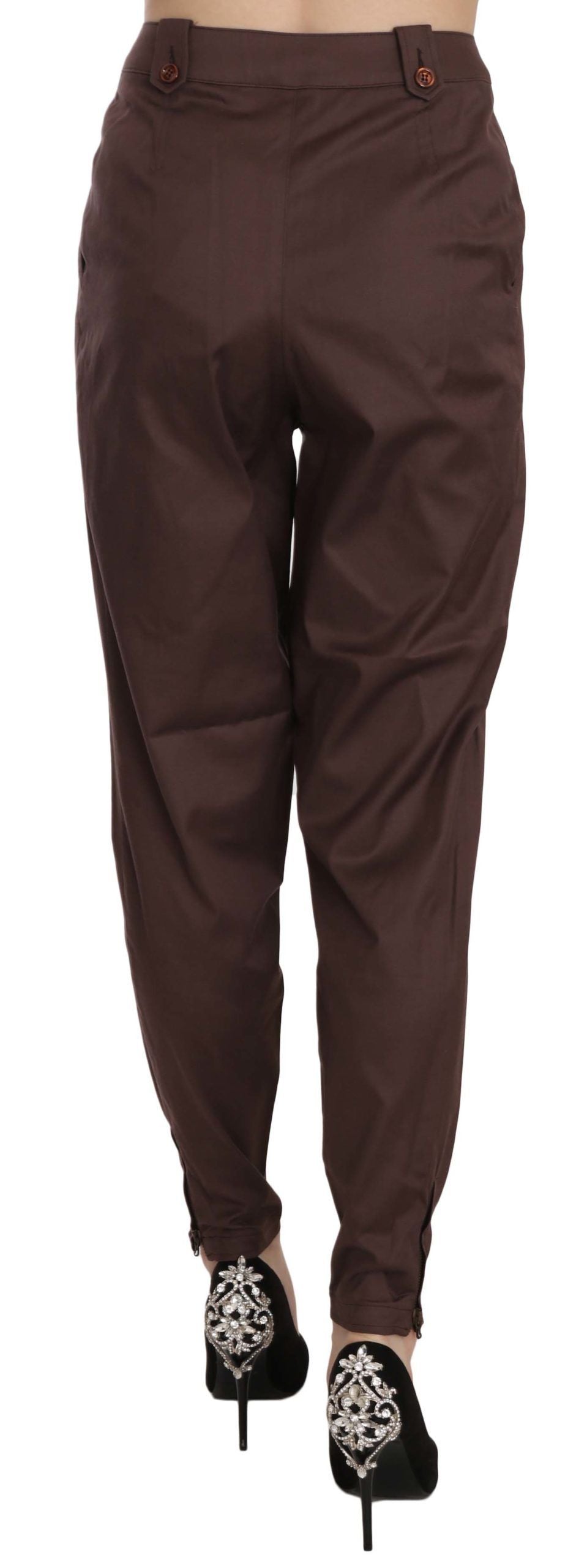 Pantaloni formali affusolati a vita alta marroni Just Cavalli