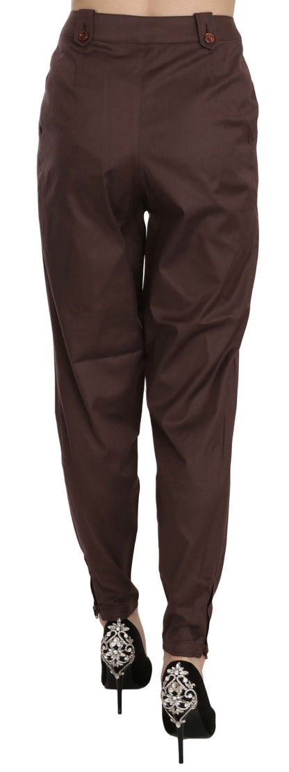 Pantaloni formali affusolati a vita alta marroni Just Cavalli