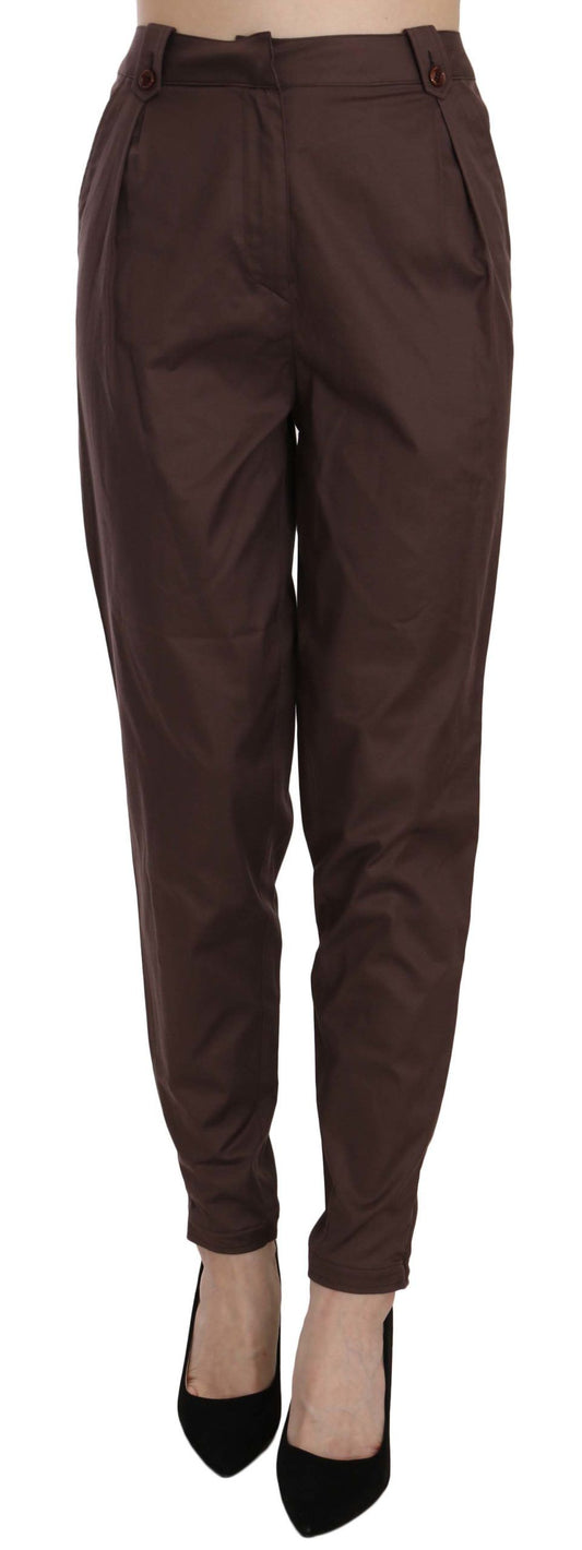 Pantaloni formali affusolati a vita alta marroni Just Cavalli