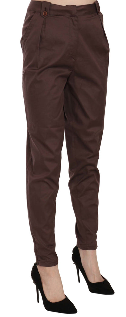 Pantaloni formali affusolati a vita alta marroni Just Cavalli