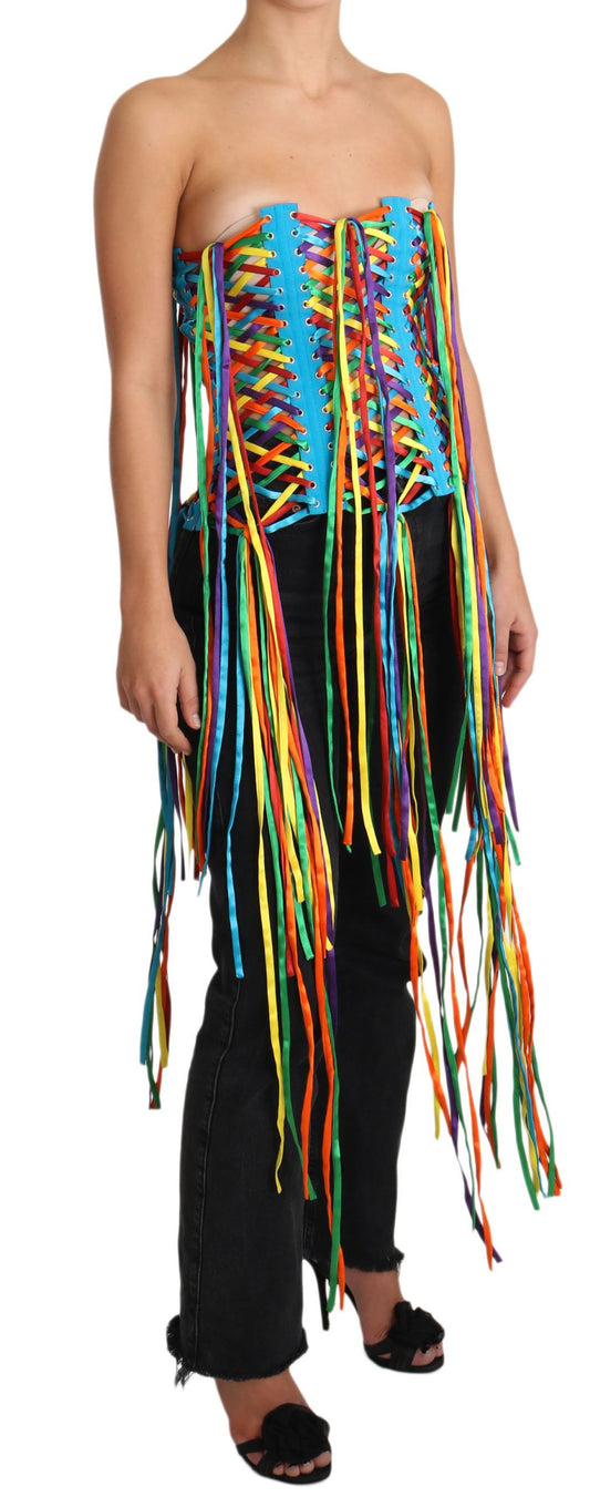 Dolce &amp; Gabbana Multicolor Strings Bustier Corsetto Top in poliestere