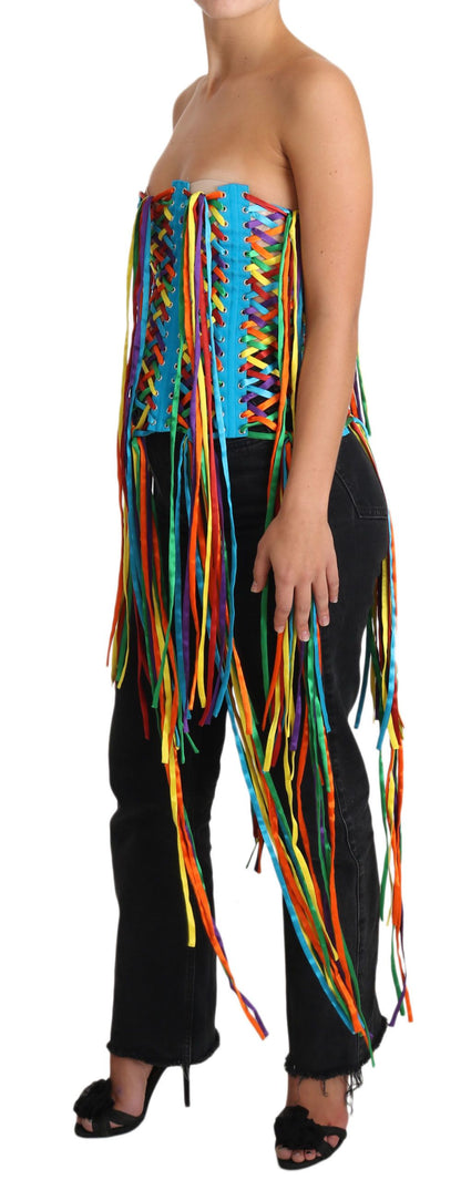 Dolce &amp; Gabbana Multicolor Strings Bustier Corsetto Top in poliestere