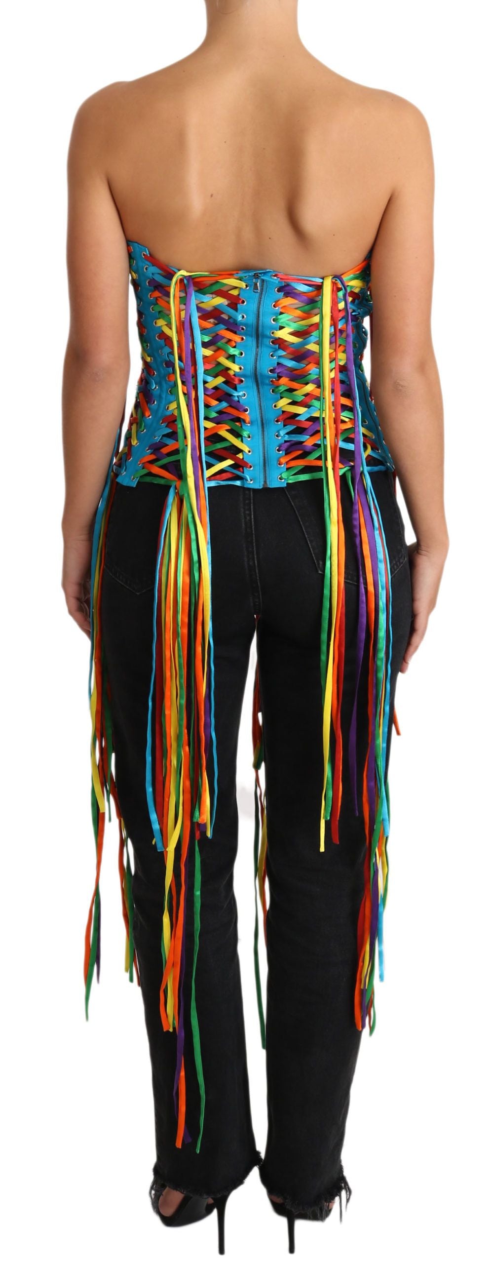 Dolce &amp; Gabbana Multicolor Strings Bustier Corsetto Top in poliestere