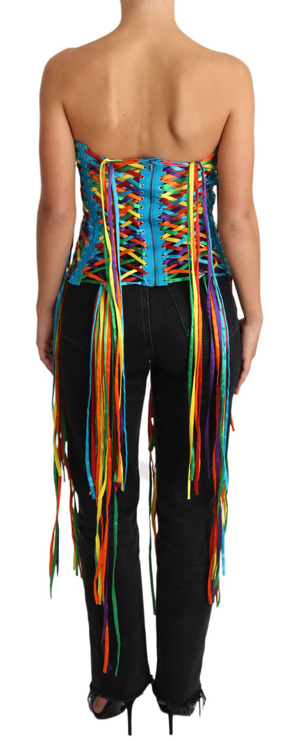 Dolce &amp; Gabbana Multicolor Strings Bustier Corsetto Top in poliestere