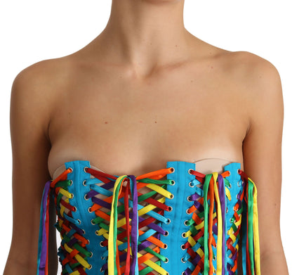 Dolce &amp; Gabbana Multicolor Strings Bustier Corsetto Top in poliestere