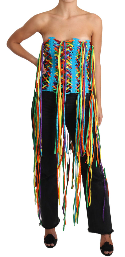 Dolce &amp; Gabbana Multicolor Strings Bustier Corsetto Top in poliestere