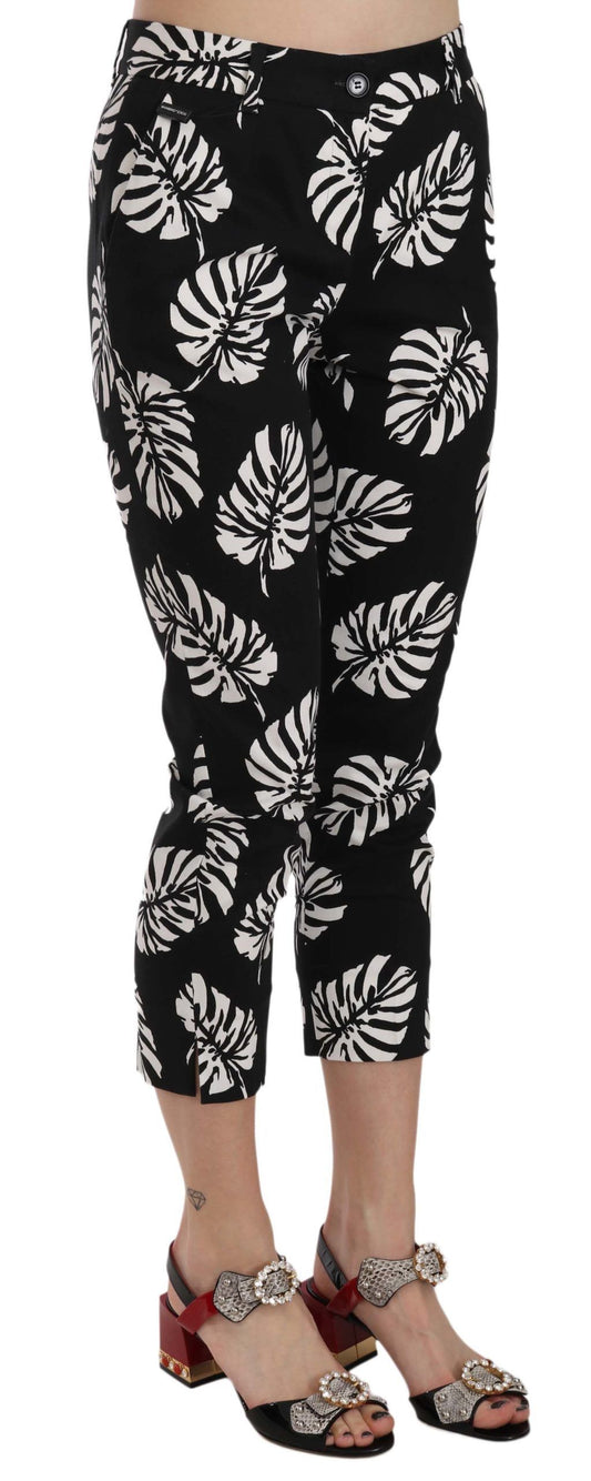 Pantaloni skinny con stampa di foglie di palma nere Dolce &amp; Gabbana