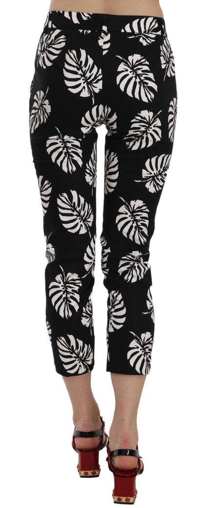 Pantaloni skinny con stampa di foglie di palma nere Dolce &amp; Gabbana