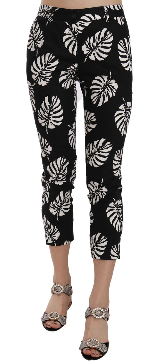 Pantaloni skinny con stampa di foglie di palma nere Dolce &amp; Gabbana