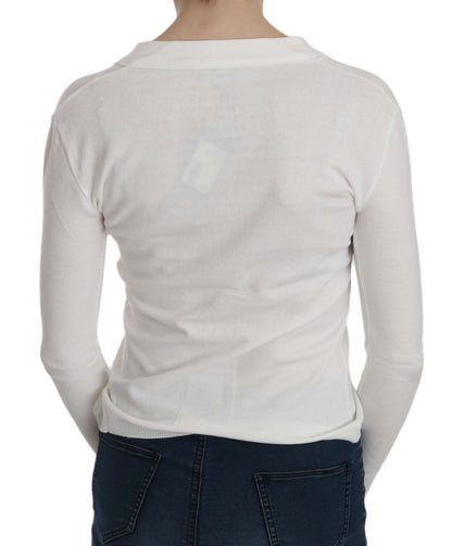 BYBLOS Cardigan corto con scollo a V bianco e maniche lunghe