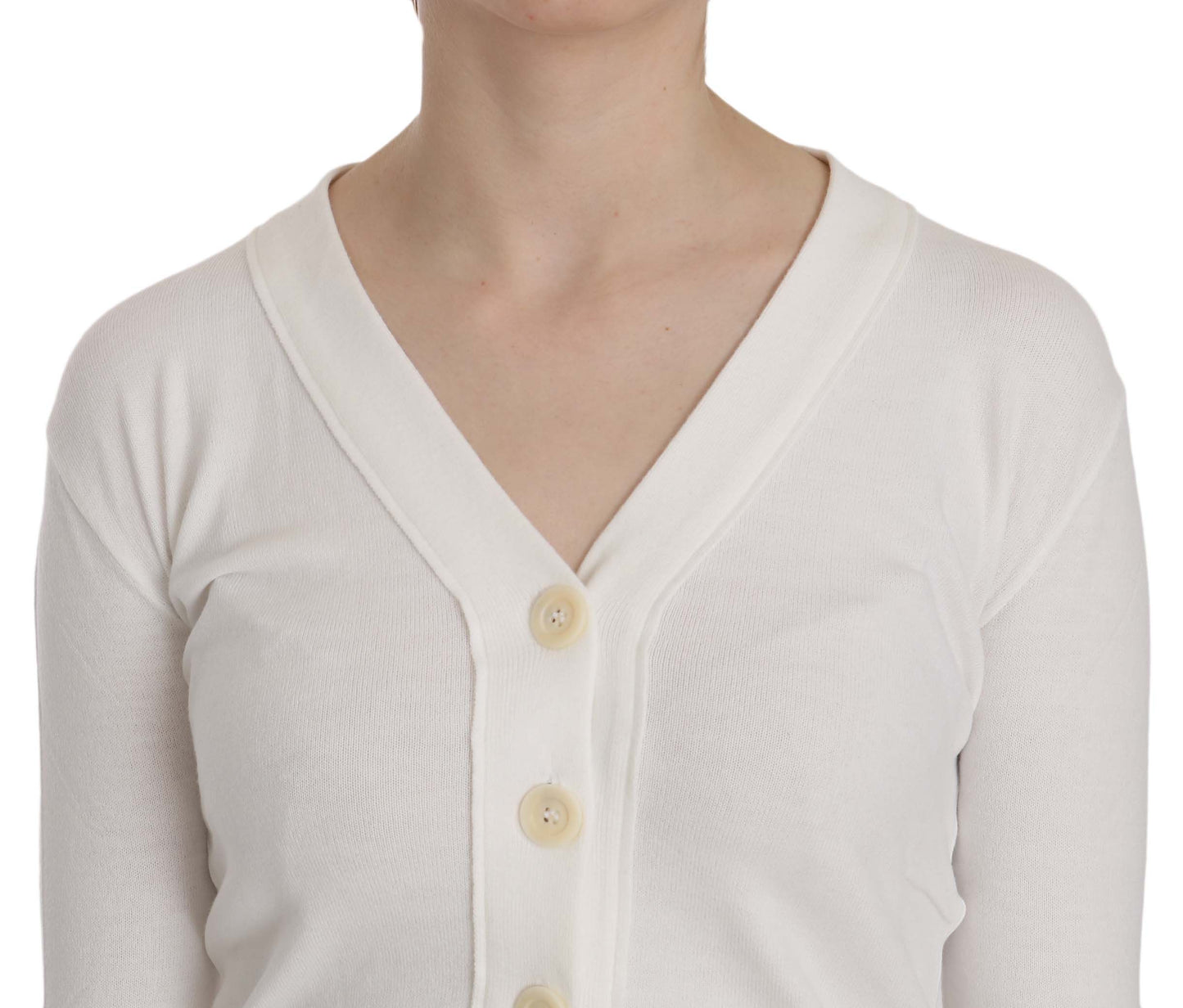 BYBLOS Cardigan corto con scollo a V bianco e maniche lunghe