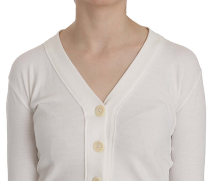 BYBLOS Cardigan corto con scollo a V bianco e maniche lunghe