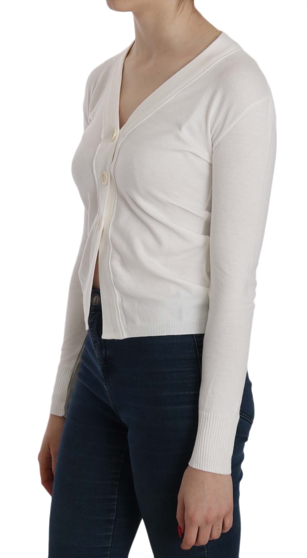 BYBLOS Cardigan corto con scollo a V bianco e maniche lunghe