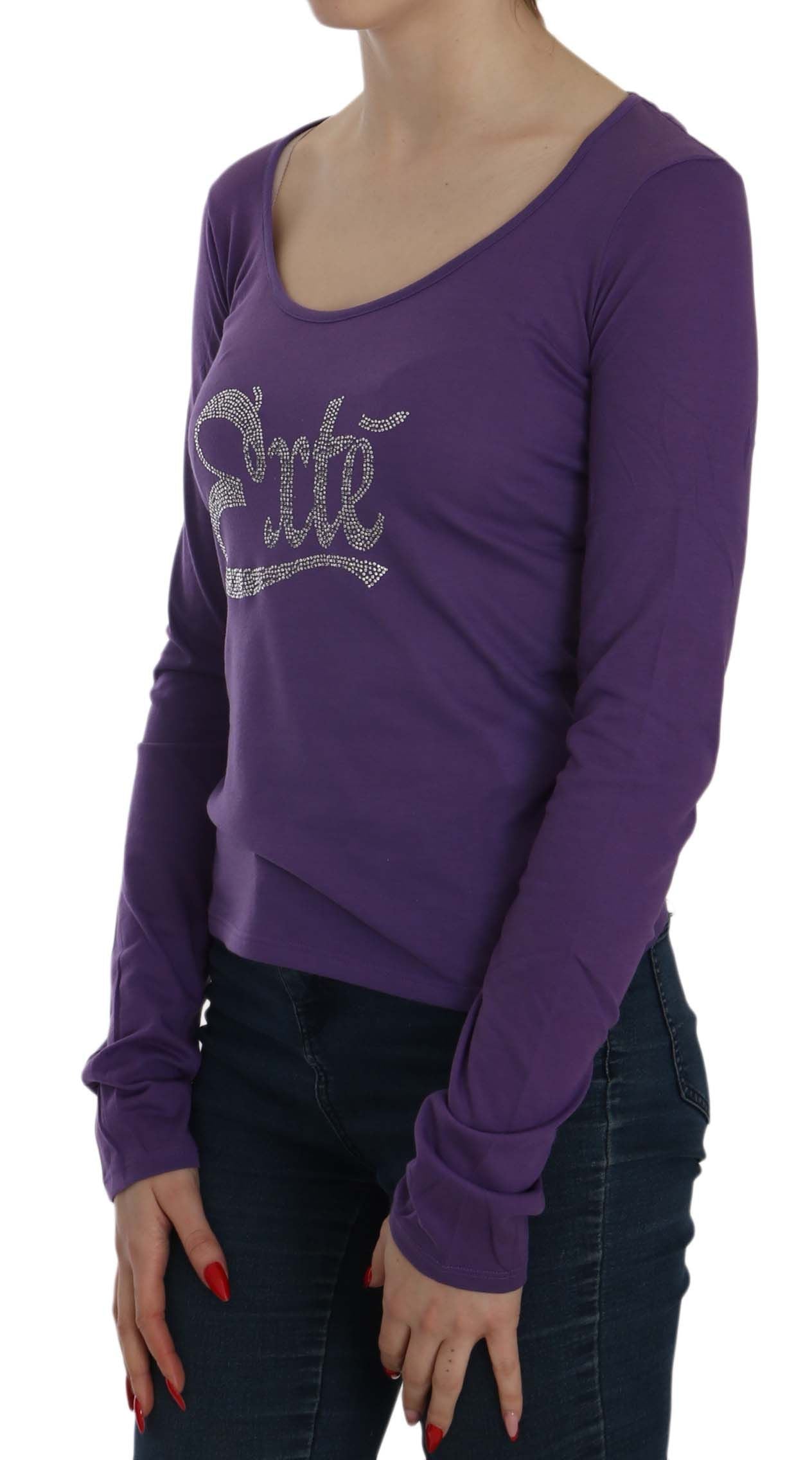 Top casual a maniche lunghe con cristalli viola Exte