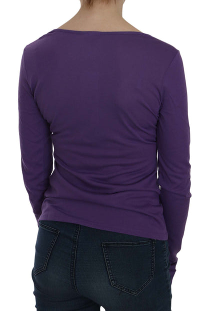 Top casual a maniche lunghe con cristalli viola Exte
