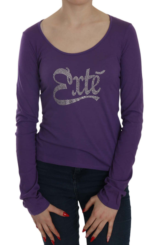 Top casual a maniche lunghe con cristalli viola Exte