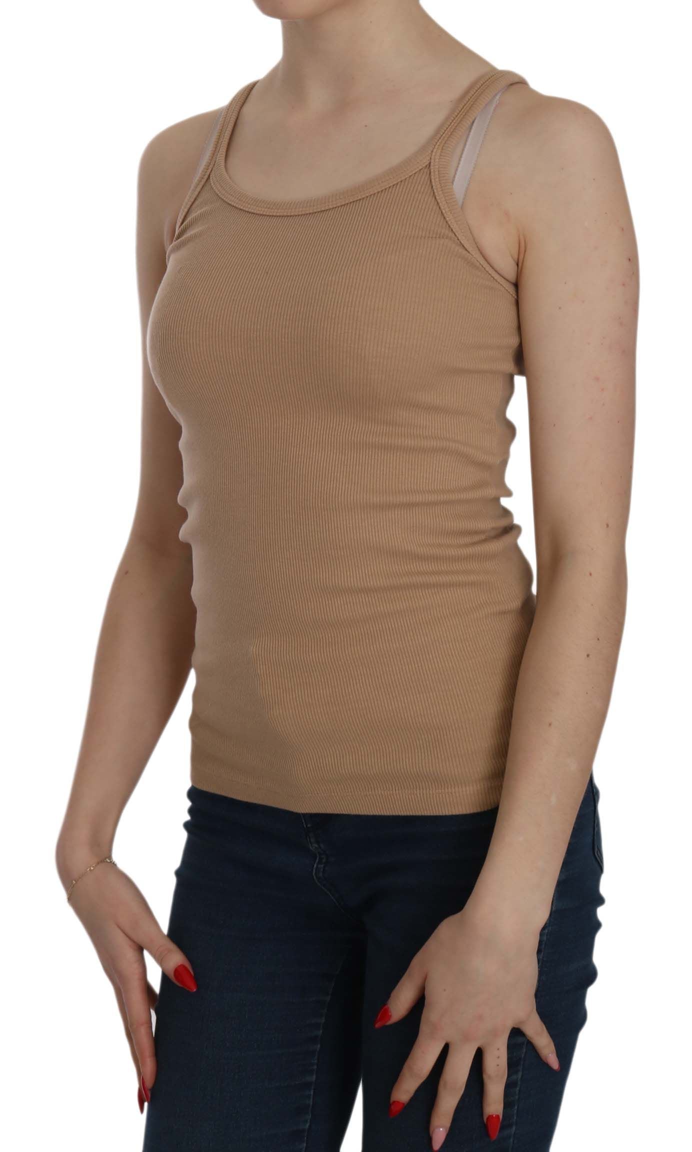 PINK MEMORIES Blusa beige senza maniche con spalline sottili