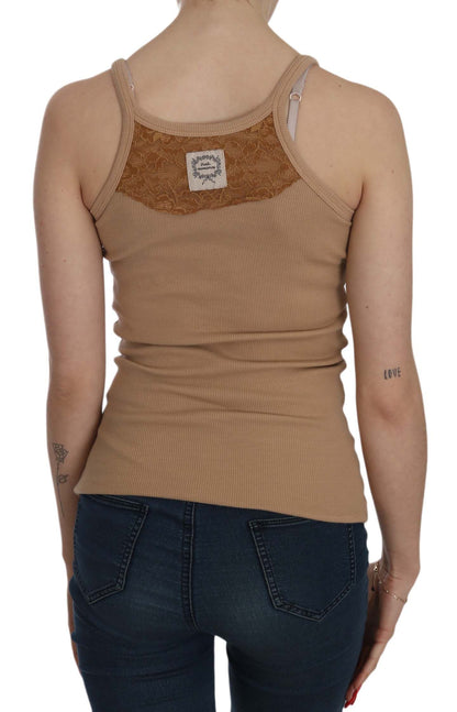 PINK MEMORIES Blusa beige senza maniche con spalline sottili