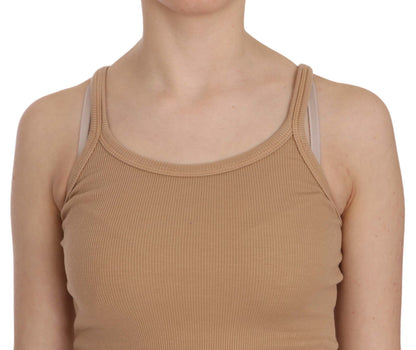 PINK MEMORIES Blusa beige senza maniche con spalline sottili