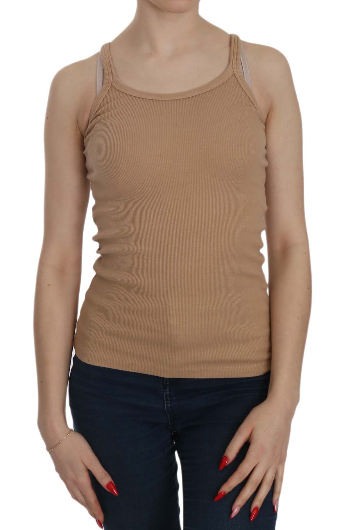 PINK MEMORIES Blusa beige senza maniche con spalline sottili